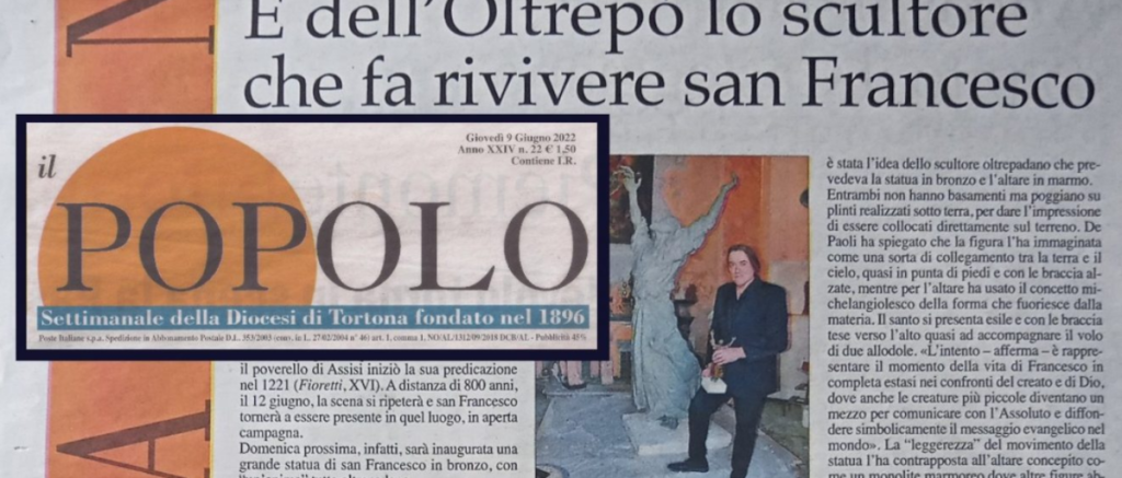 articolo su Il Popolo riguardante la realizzazione della statua dedicata a San Francesco