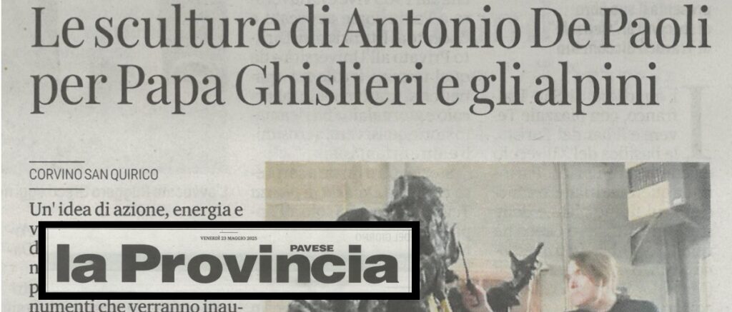 annuncio dell'inaugurazione della statua di san Pio V realizzata da Antonio De Paoli